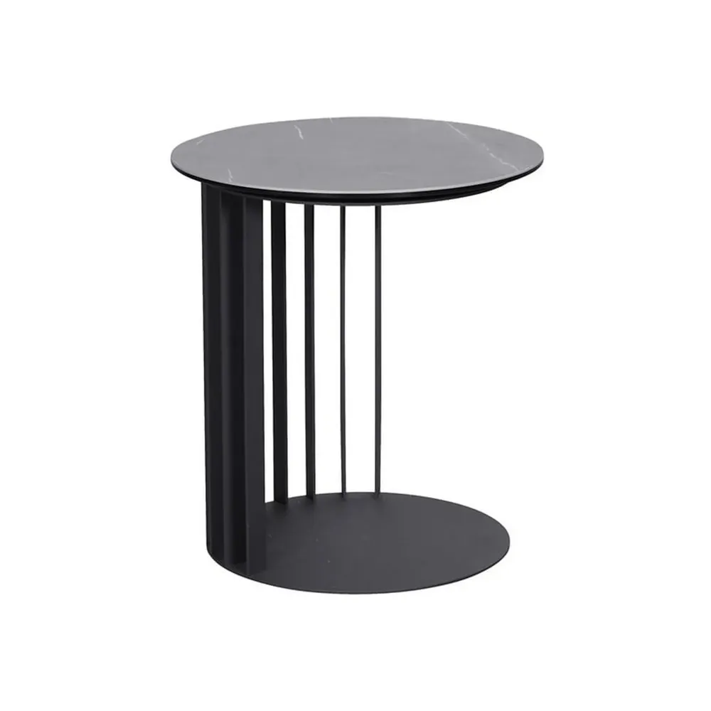 Masuta cafea LIPARI, negru cu efect de marmura/negru, ceramica/metal, 45x45x50 cm
