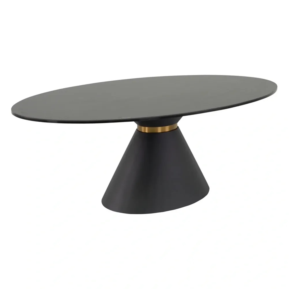 Masuta cafea QUEEN, negru, ceramica/sticla/metal, 120x70x40 cm