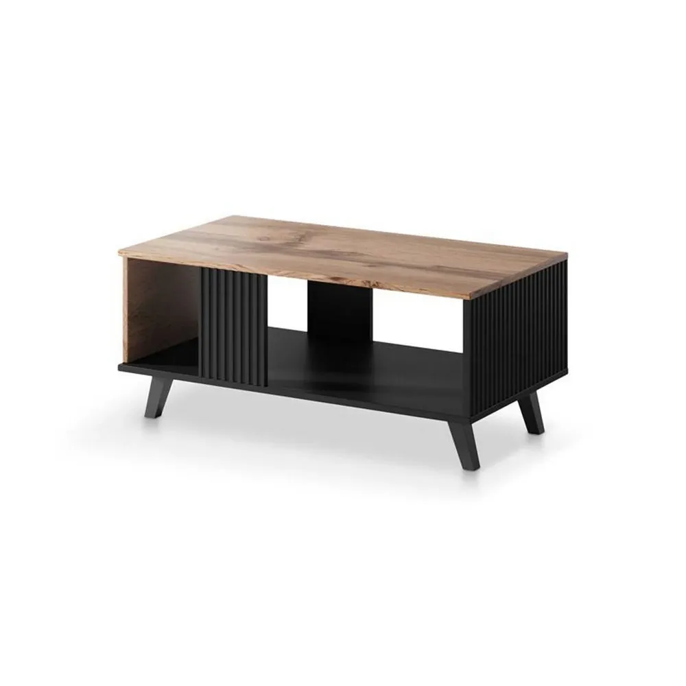 Masuta de cafea RANDOM, stejar wotan/negru, PAL furniruit, 92x50x40 cm