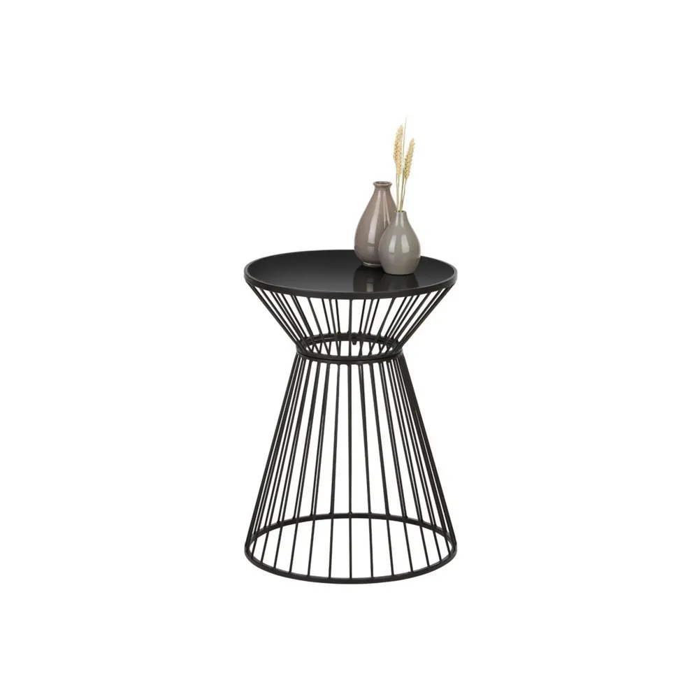 Masuta cafea RAVEN, negru, sticla/metal, 47x47x52 cm