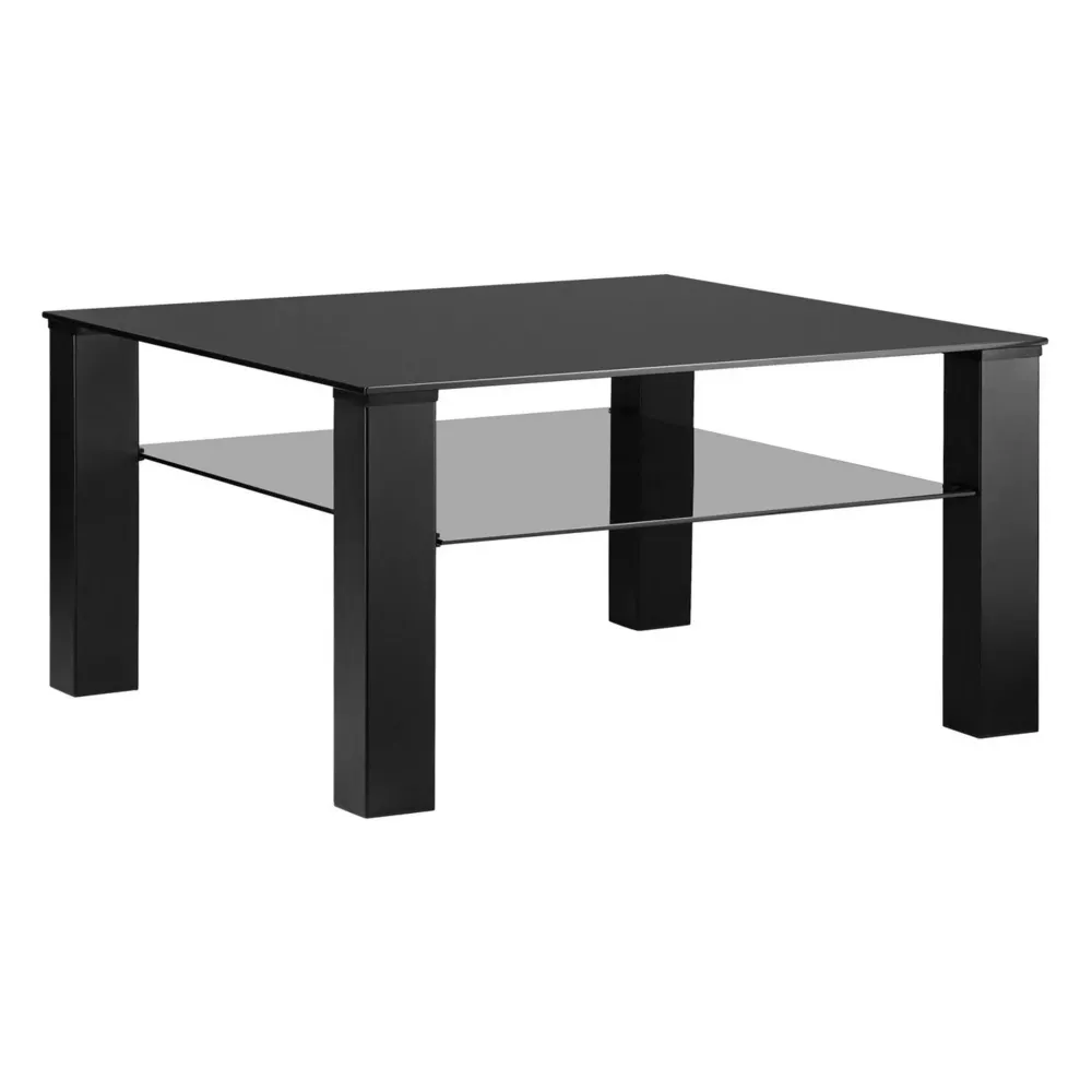 Masuta cafea ROMINA, gri/negru, sticla/metal, 80x86x35 cm