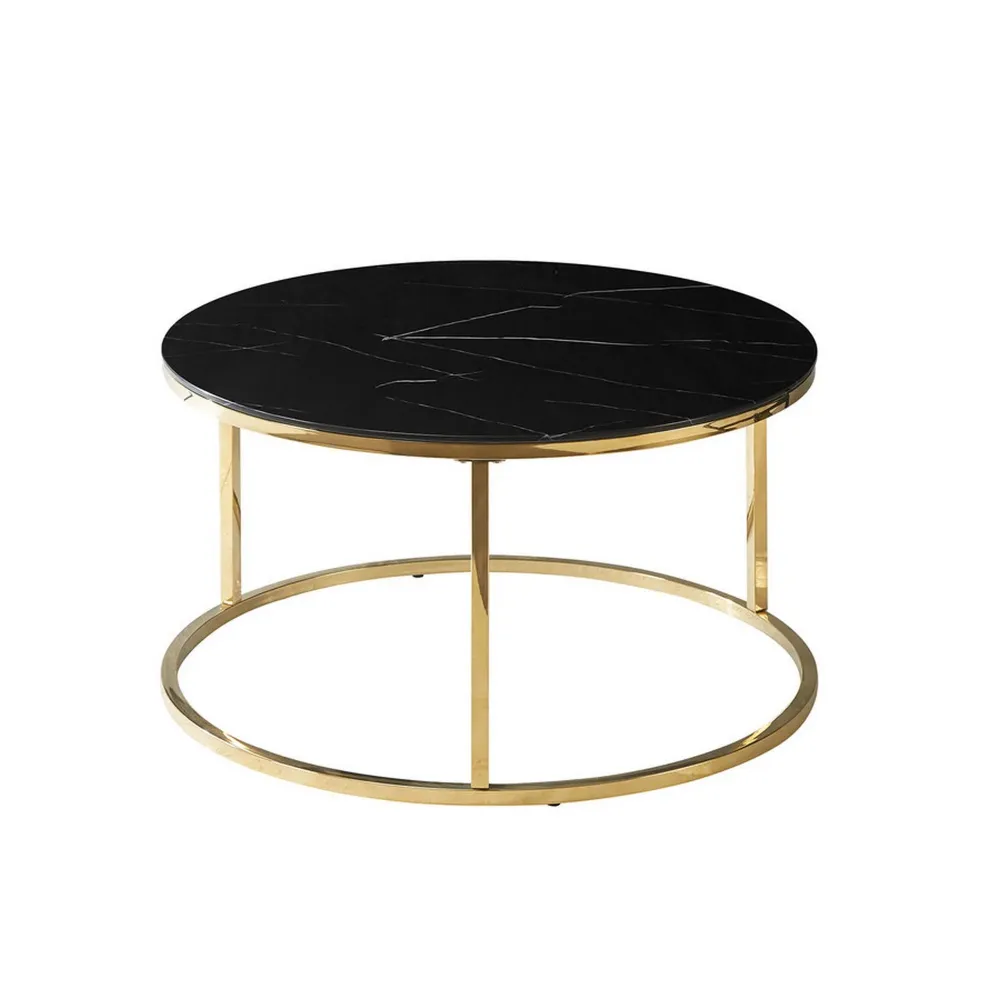 Masuta cafea SABINE, efect de marmura neagra/auriu, 80x45 cm