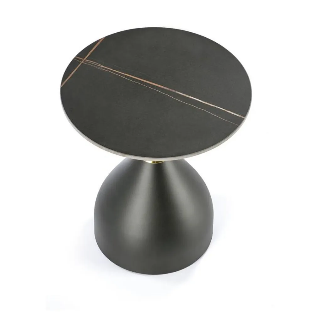 Masuta de cafea SCALITA, negru/auriu, ceramica/metal, 50x57 cm
