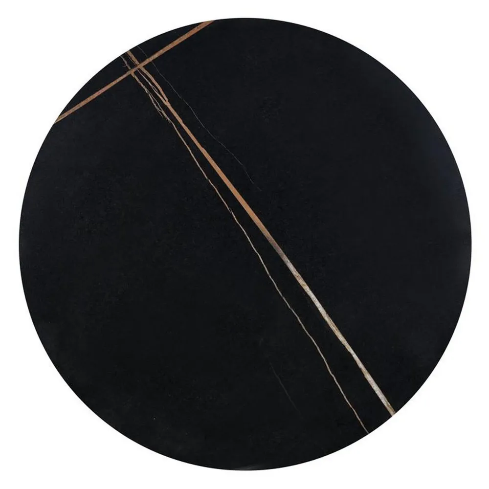 Masuta de cafea SCALITA, negru/auriu, ceramica/metal, 50x57 cm