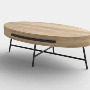 Masuta cafea cu un sertar Carolina stejar auriu/negru, 120x60x41 cm