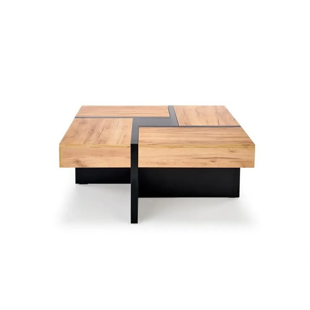 Masuta de cafea SEVILLA, negru/stejar craft, PAL, 100x100x47 cm