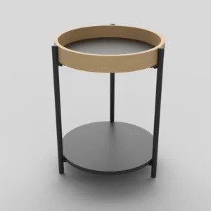 Masuta de cafea stejar natural si cadru negru Rolo, Ø44XH55 CM