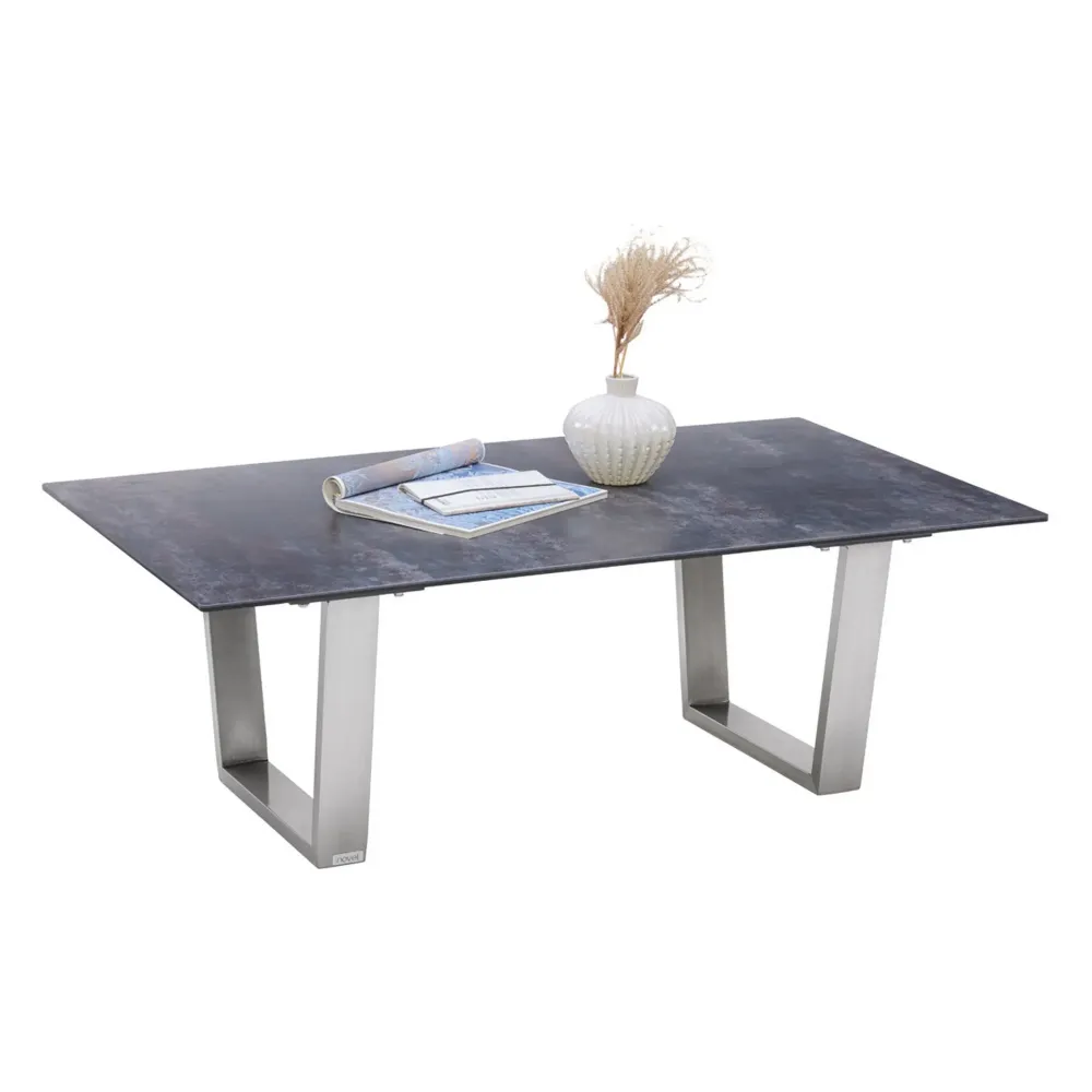 Masuta cafea THUNDER, gri/crom, ceramica/sticla/metal, 120x70x42 cm