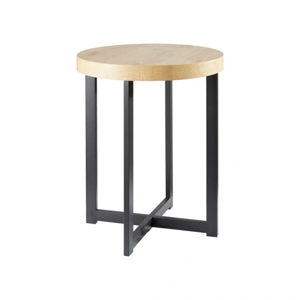 Masuta cafea TIM, stejar/negru, lemn/metal, 40x40x50 cm