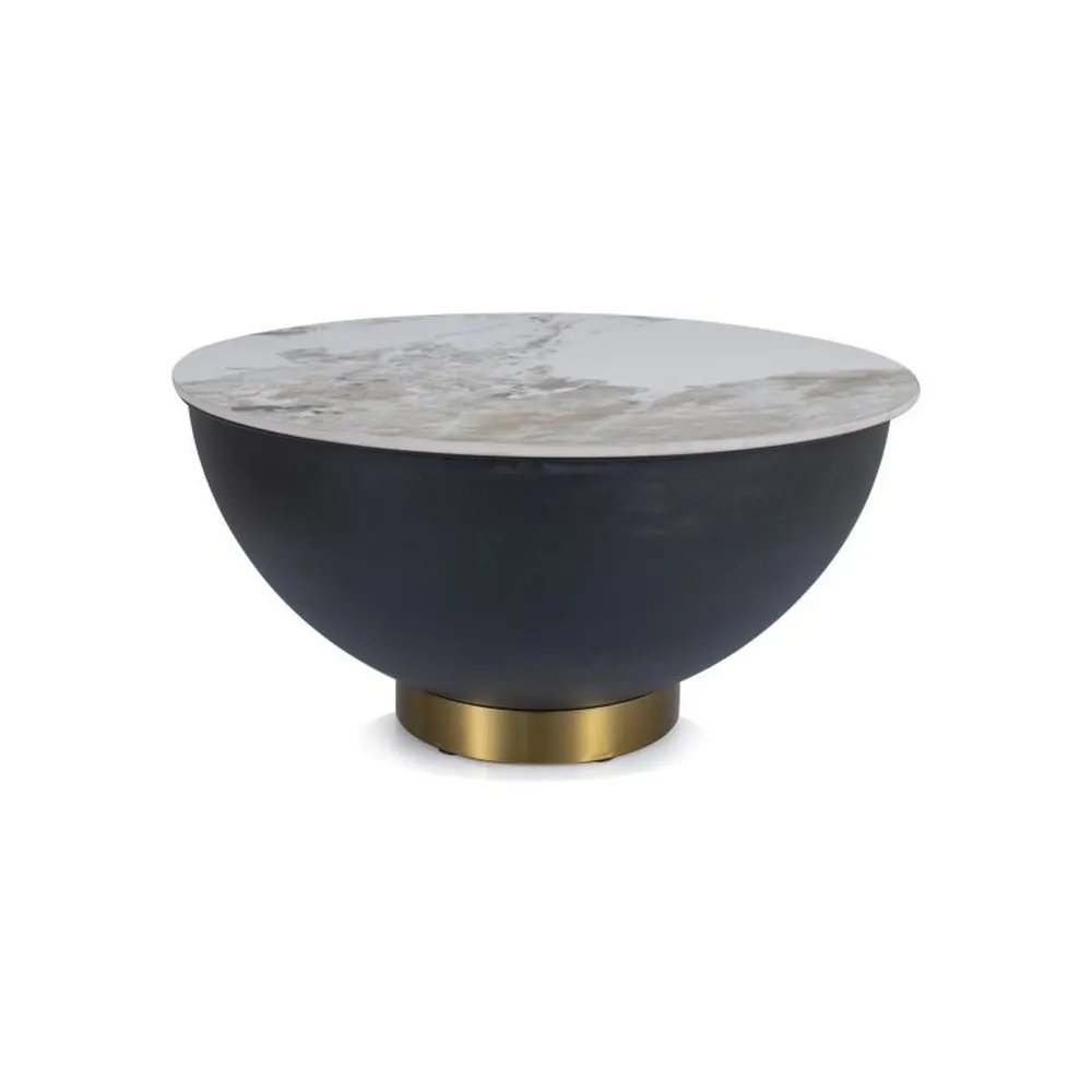 Masuta CYPRUS , negru/auriu/alb, ceramica/metal, 73x73x37 cm