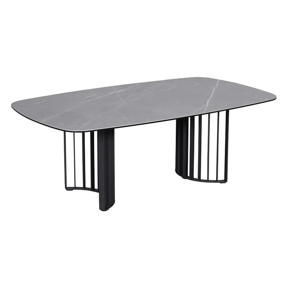 Masuta LIPARI, negru cu efect de marmura/negru, ceramica/metal, 120x70x42 cm