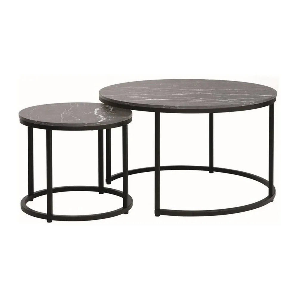 Set 2 masute de cafea DION, negru, PAL/metal