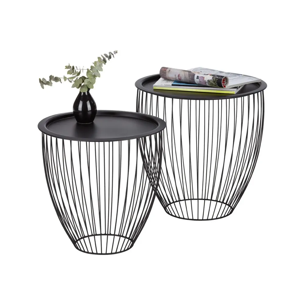 Set 2 masute cafea NELE, negru, metal