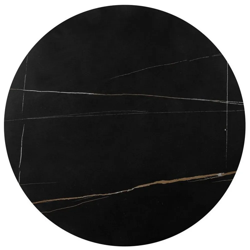 Set 2 masute FATIMA, negru/auriu, ceramica/metal, 63x50/48x43 cm