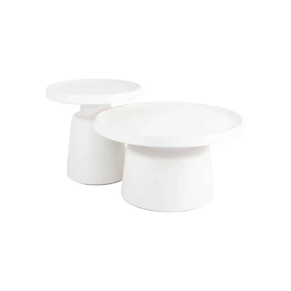 Set 2 masute RODOS, gri deschis, metal, 70x40/50x50 cm