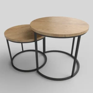 Set mese de cafea stejar auriu Oreo, Ø43/53XH35/45 cm