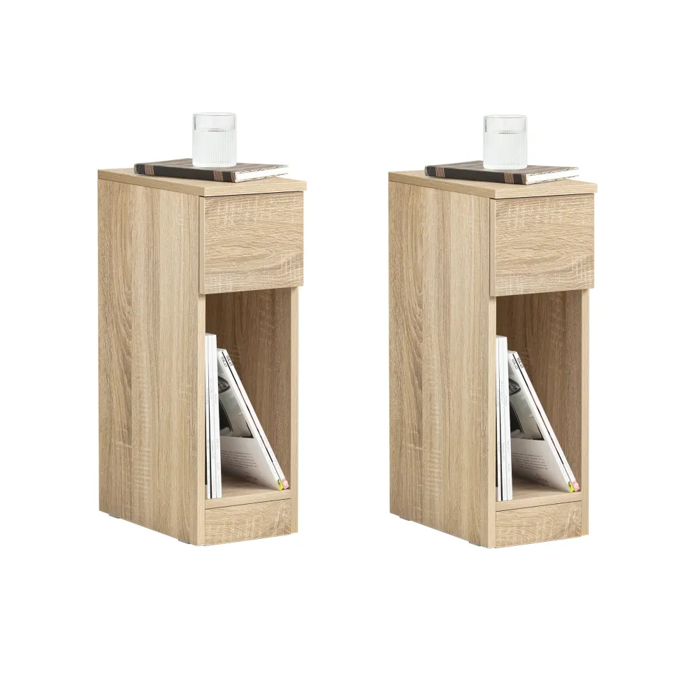 SoBuy FBT111-Nx2 2 Noptiera Noptiera subtire dormitor cu sertar si raft noptiere pentru dormitor si living Masuta canapea...