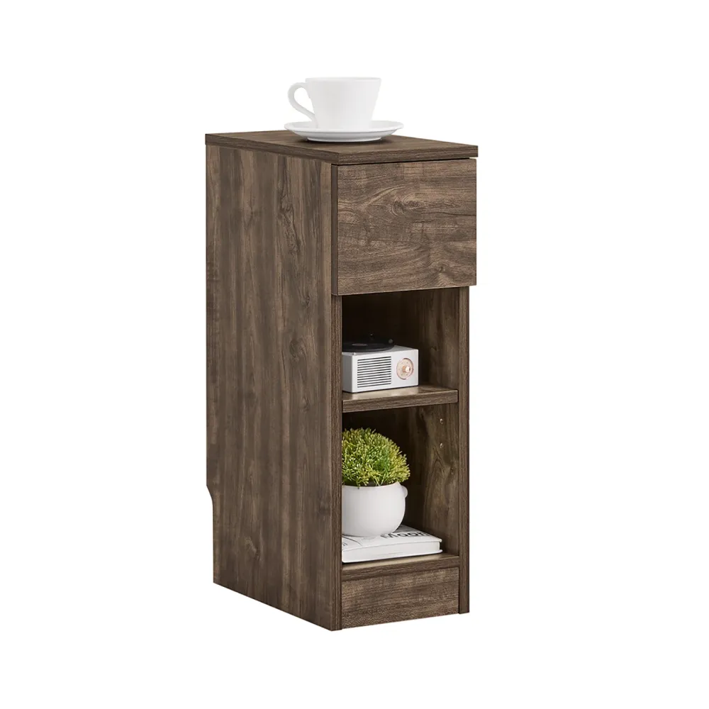 SoBuy FBT111-SN Noptiera Slim dormitor noptiera cu sertar si 2 rafturi noptiere pentru dormitor si living Masuta cafea can...
