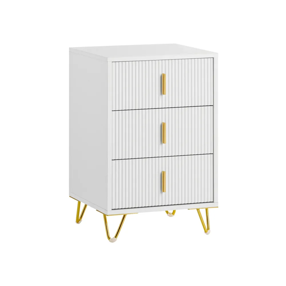 SoBuy FBT115-L-W Noptiera dormitor - Noptiera cu 3 sertare, Masuta de cafea pentru living - Comoda moderna L40 x D40 x H63...