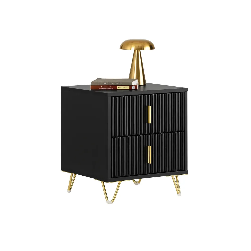 SoBuy FBT115-SCH Noptiera moderna sau noptiera cu 2 sertare - Comoda compacta neagra 40x40x47 cm