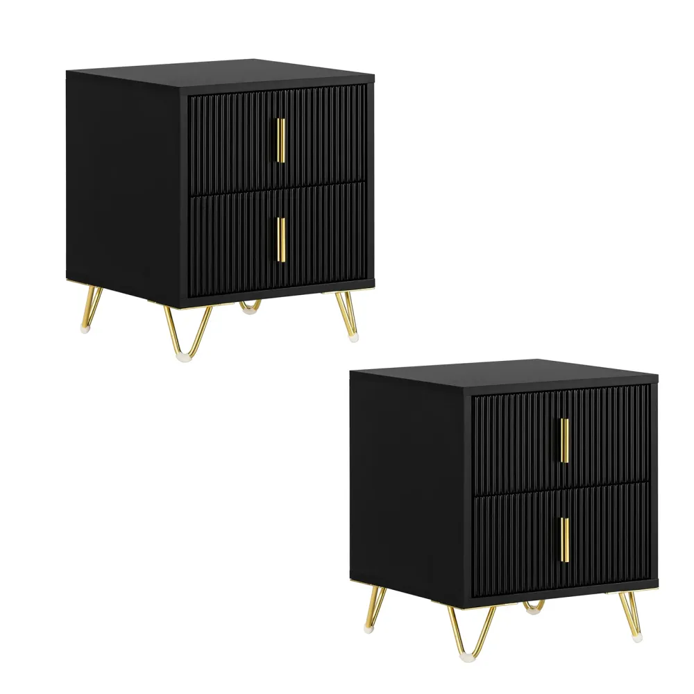 SoBuy FBT115-SCHx2 Set 2 noptiere pentru dormitoare - Noptiera cu 2 sertare, Masuta de cafea pentru living - Comoda modern...