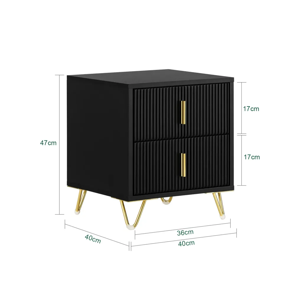 SoBuy FBT115-SCHx2 Set 2 noptiere pentru dormitoare - Noptiera cu 2 sertare, Masuta de cafea pentru living - Comoda modern...