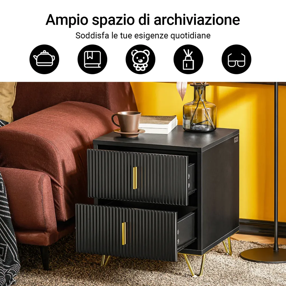 SoBuy FBT115-SCHx2 Set 2 noptiere pentru dormitoare - Noptiera cu 2 sertare, Masuta de cafea pentru living - Comoda modern...
