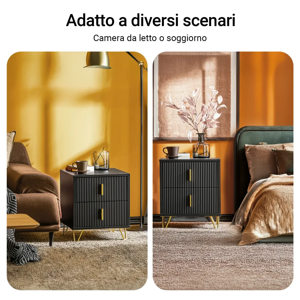 SoBuy FBT115-SCHx2 Set 2 noptiere pentru dormitoare - Noptiera cu 2 sertare, Masuta de cafea pentru living - Comoda modern...