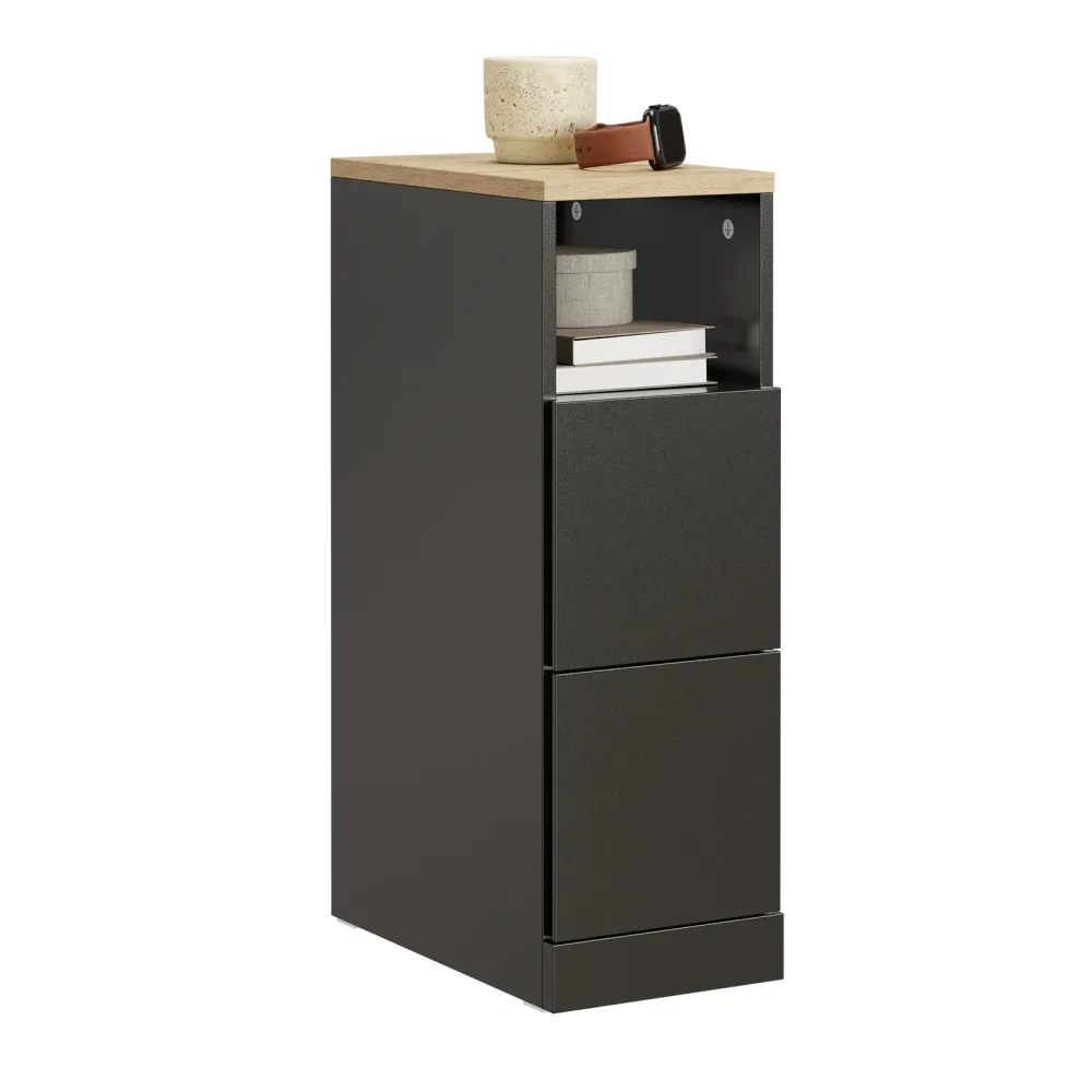 SoBuy FBT149-WN Noptiera subtire cu 2 sertare si raft - Noptiera alba 20x35x60 cm