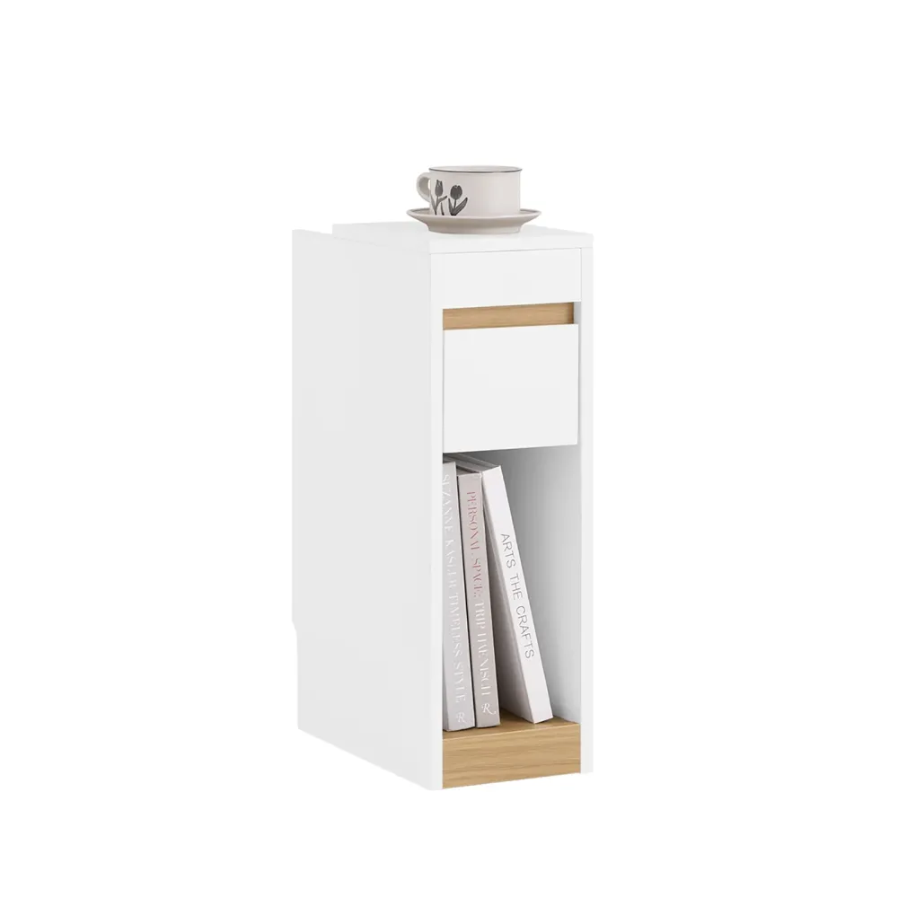 SoBuy FBT163-WN Noptiere cu blat si sertar detasabil, masuta de cafea ingusta pentru canapea, noptiere pentru dormitor si...