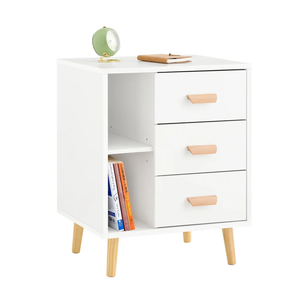 SoBuy FBT95-W Noptiera dormitor - Noptiera cu 3 sertare si 2 rafturi, Masuta de cafea pentru living - Comoda moderna L48 x...