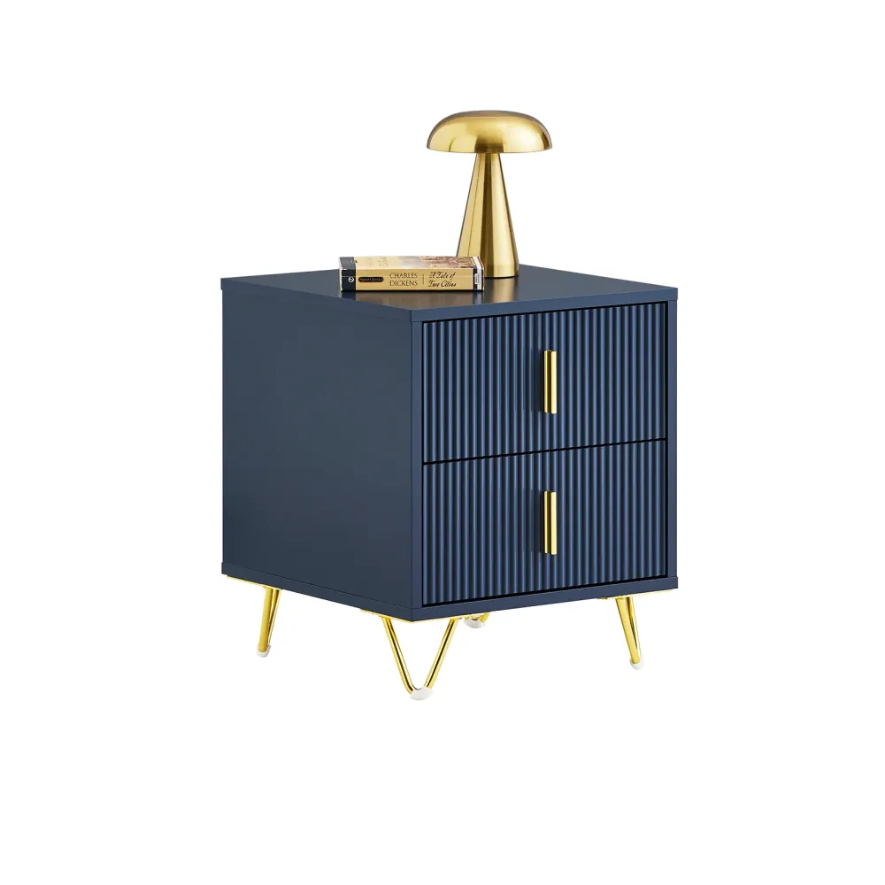SoBuy Pat FBT115-B, noptieră cu 2 sertare, masă modernă pentru dormitor și living, albastru L40 X P40 X A47 cm