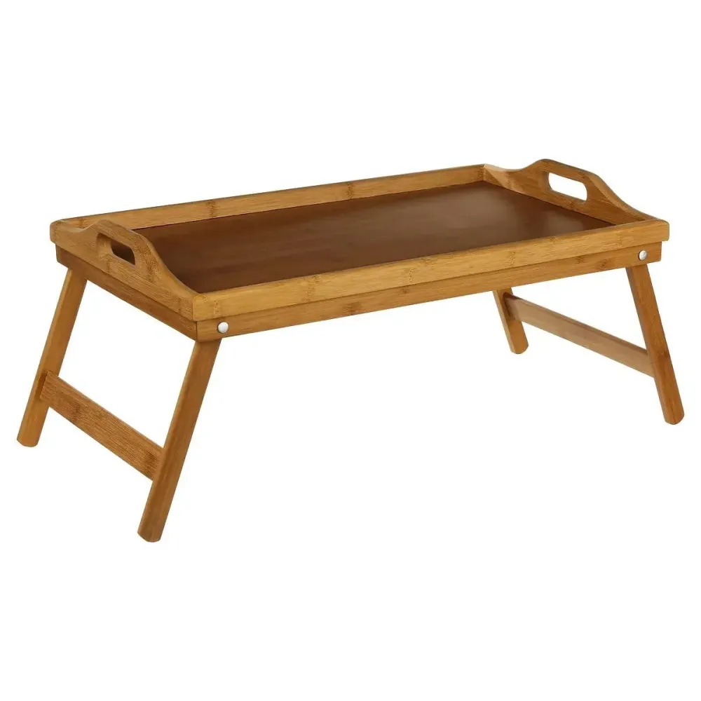 Tava mic dejun 5Five Bambou cu picioare pliabile, 50x30x22 cm, MDF si bambus, maro natur