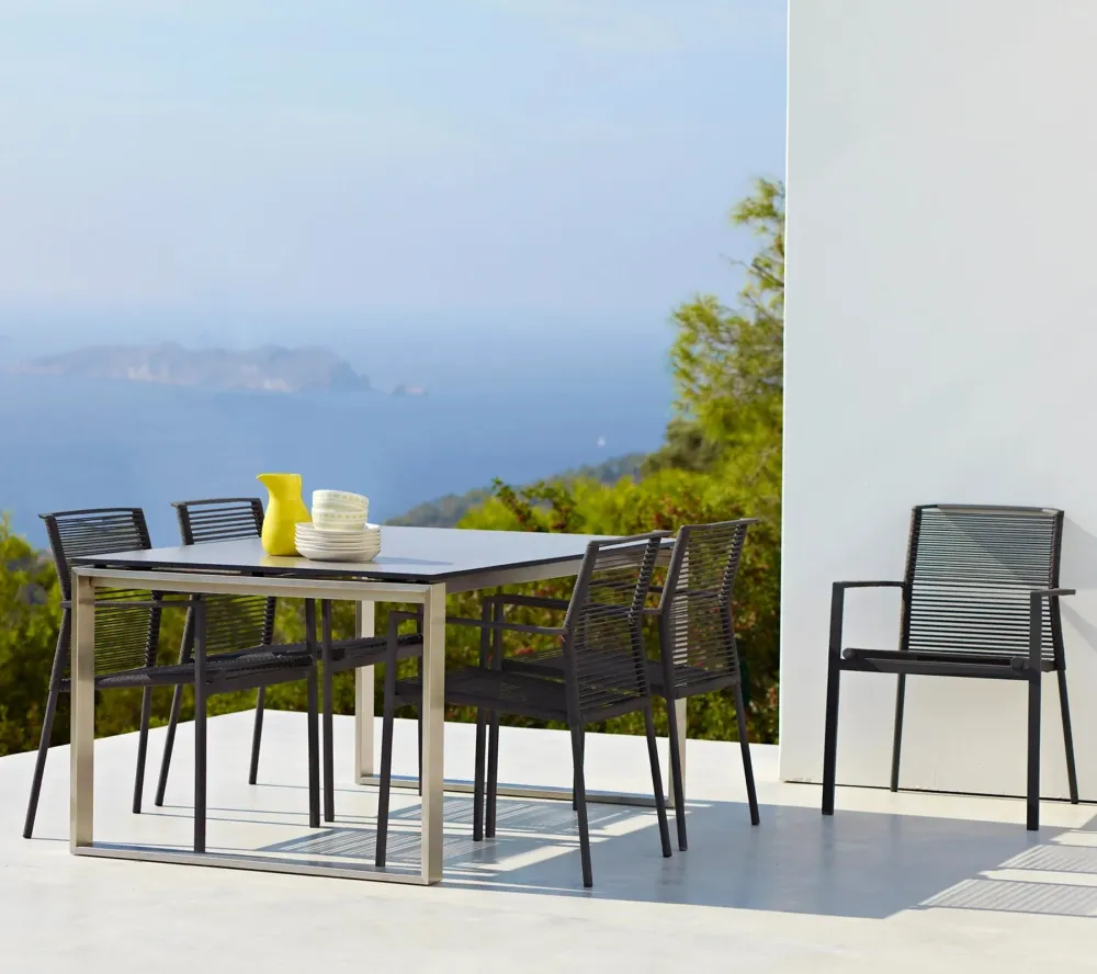 Masa de exterior Cane-line Edge 210/330x100 cm Stainless Steel/Basalt