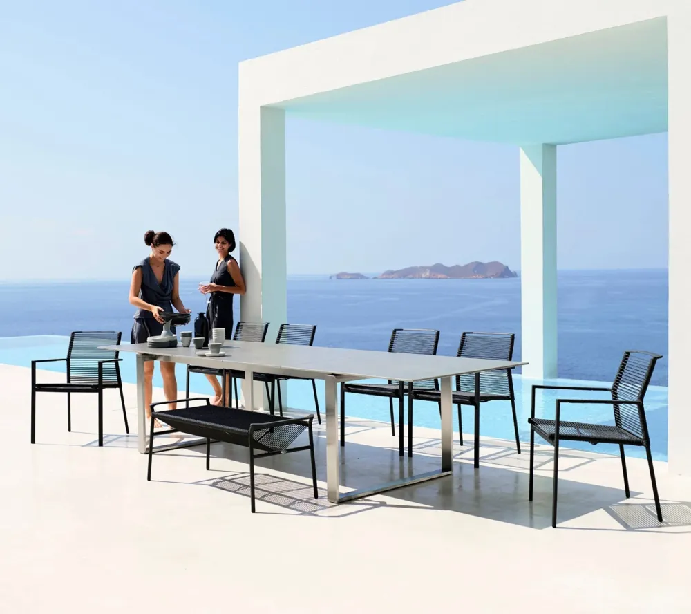 Masa de exterior Cane-line Edge 210/330x100 cm Stainless Steel/Basalt