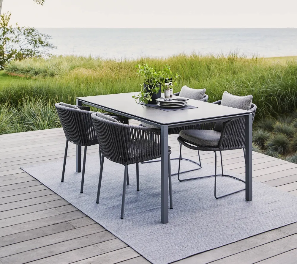 Masa de exterior Cane-line Pure 150x90 cm Light grey/Ceramic Nero