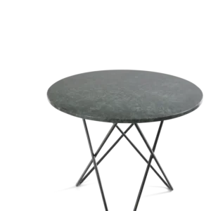Masa dining, baza metal negru, marmura verde, O