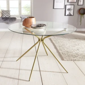 Masă INOSIGN Silvi din sticla, rotundă cu picioare din metal Ø 110 cm