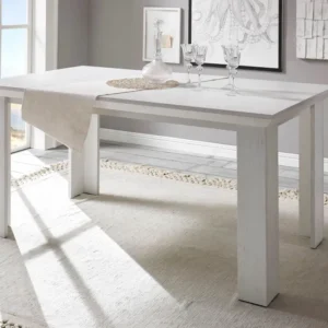 Masa California, stil mediteranean cu aspect de lemn alb, 158x88 cm