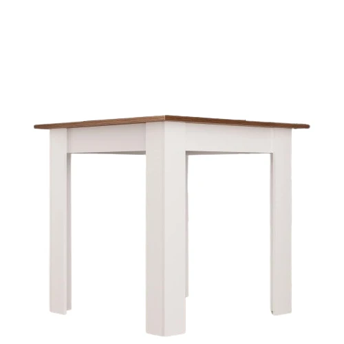 Masa patrata, 80 x 80 x 76, 5 cm, pentru 4 persoane, MDF, alb, nuc