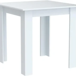 Masa patrata, 80 x 80 x 76, 5 cm, pentru 4 persoane, MDF, alb