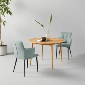 Masa de sufragerie din stejar masiv cu aspect Scandi, Toarp 110 cm