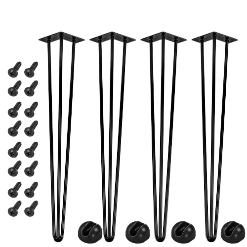 Set de 4 picioare de masa, 30 cm, 3 tije negru