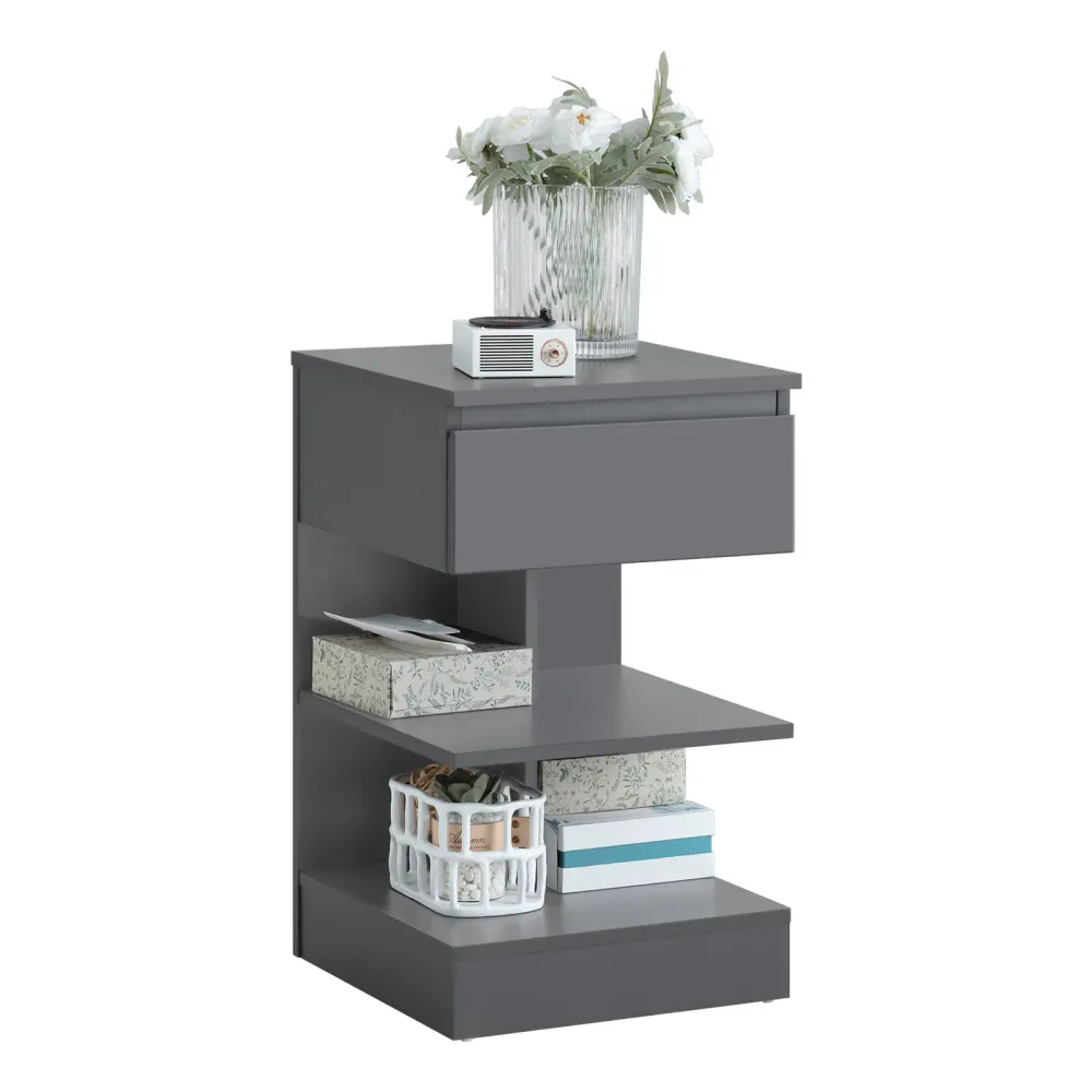SoBuy FBT49-HG Noptiera dormitor - Noptiera cu 1 sertar si 2 rafturi, Masuta de cafea pentru living - Comoda moderna L39 x...