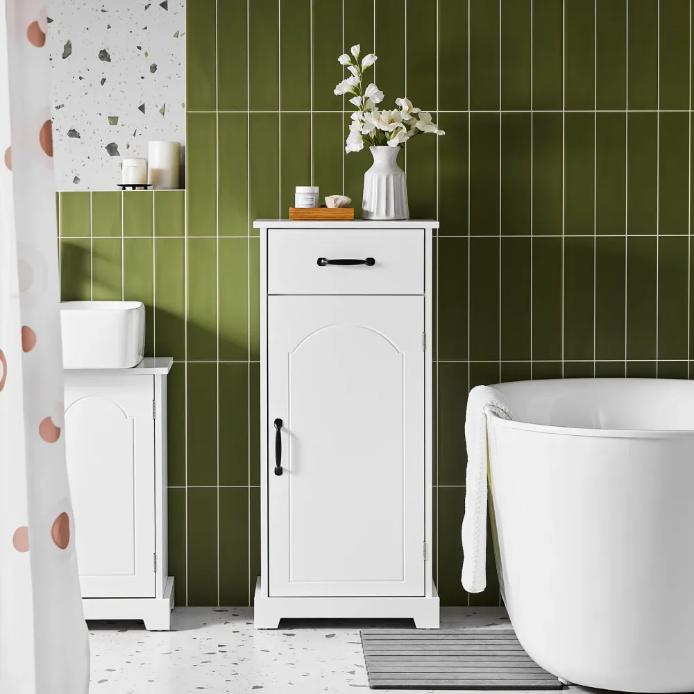 SoBuy BZR207-W Wall Dark Baie Dark Dulap Dulap de baie cu sertare și rafturi reglabile, sertar în lemn, rezistent la umidi...