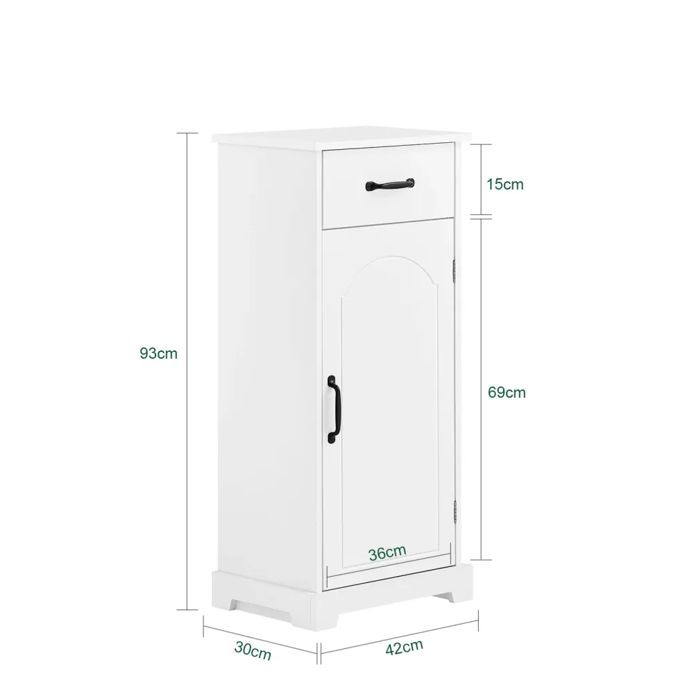 SoBuy BZR207-W Wall Dark Baie Dark Dulap Dulap de baie cu sertare și rafturi reglabile, sertar în lemn, rezistent la umidi...
