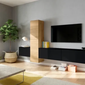 Mobila Living 282/160/37 cm negru, stejar