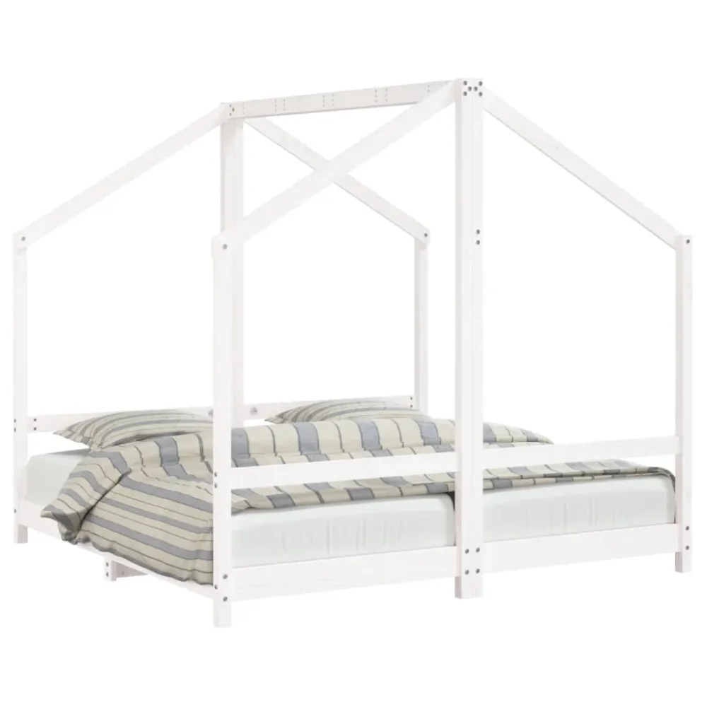 Cadru de pat pentru copii, 2x(80x160) cm, lemn masiv de pin