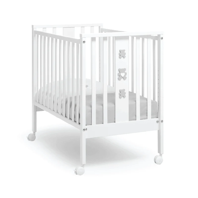 Cosleeper Mediu 0 - 3ani 65x110cm lemn alb Mini ursuleti cu Saltea si Set complet protectii si lenjerii incluse Erbesi