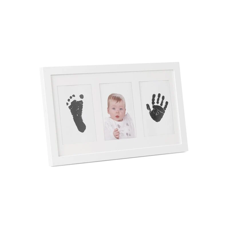 Kit rama foto tripla, Jane, Cu cerneala pentru manuta si piciorus, Non-toxic, White